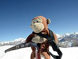 05 Dangles Resting On His Ice Axe On The Chulu Far East Summit 